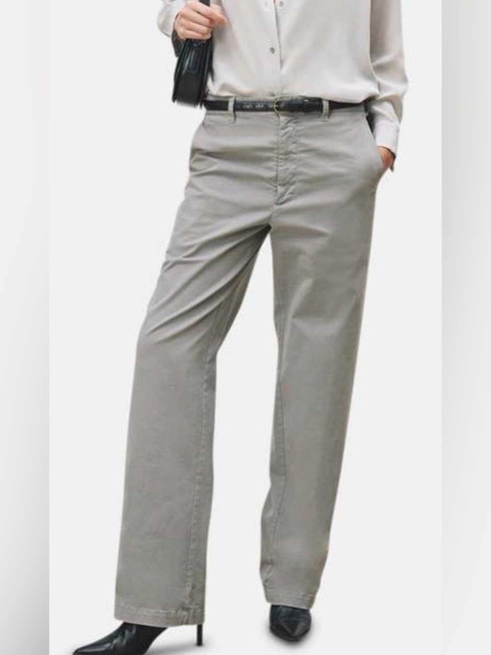 Nili Lotan Eliot Boy Pant Brushed Stretch Twill Gray Size 8